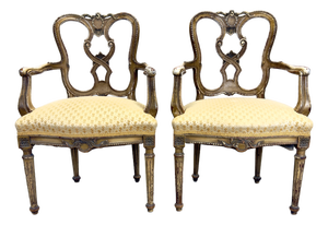 19th Century Louis XVI Directoire Style Painted Armchairs—a Pair
