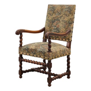 Antique 17th Century Walnut Armchair with Tapestry Upholstery, United Kingdom For Sale