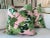 Peter Dunham Peter Dunham Indoor Outdoor Fig Leaf in Pink Background 22” Down Pillows and Cover - A Pair For Sale - Image 4 of 4