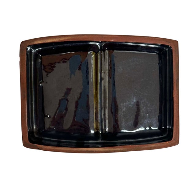 Vintage Japanese Mid-Century Modern Brown Glazed Ceramic Box For Sale - Image 6 of 6