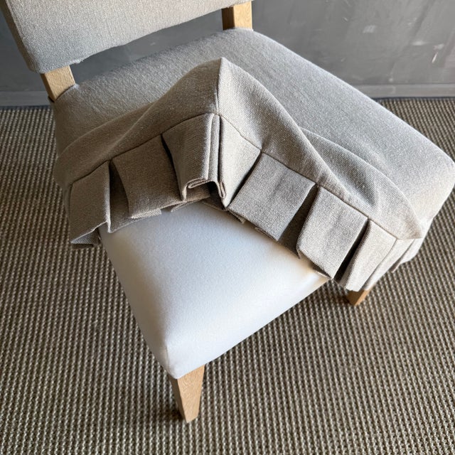 Wood Reese Slip Covered Dining Chair in Belgian Linen Flax For Sale - Image 7 of 7