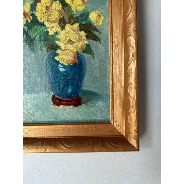 Yellow Vintage Silvia Still Life Oil Painting, Framed For Sale - Image 8 of 11