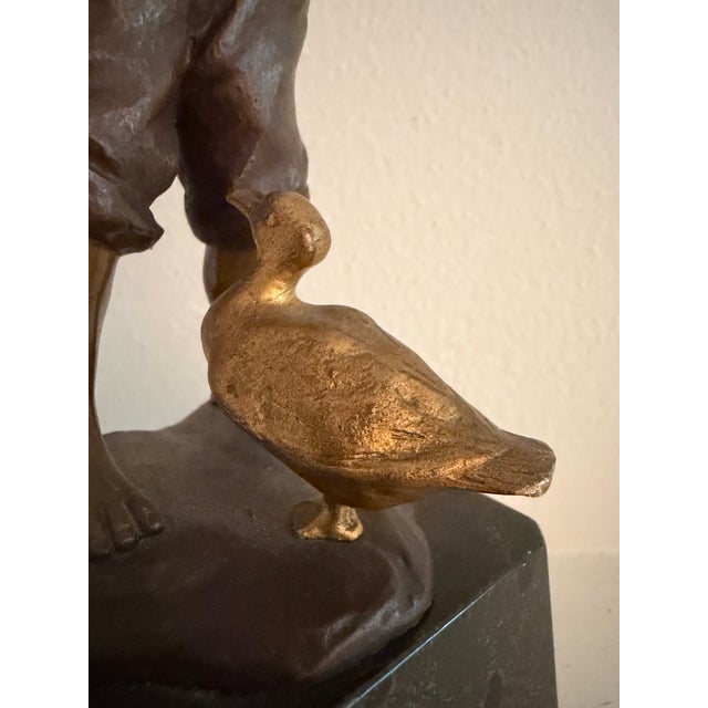Late 19th Century Late 19th Century, Julius Paul Schmidt-Felling, "Goose Boy" Bronze Sculpture For Sale - Image 5 of 8