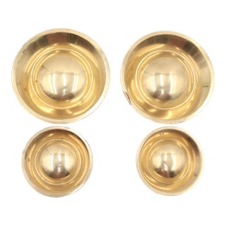 Reclaimed Polished Brass Round Double Door Pulls For Sale