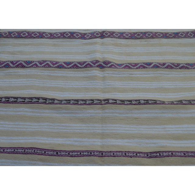 Moroccan Moroccan Berber Blanket W/ Striped Fringes For Sale - Image 3 of 7
