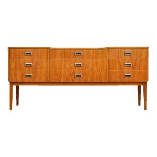 1960s Mid Century Nine Drawer Teak Dresser For Sale