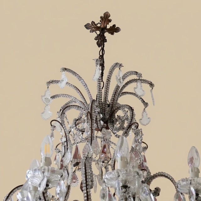 Louis XV French 18-Light Chandelier in Crystal and Metal, 18890s For Sale - Image 16 of 17