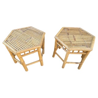 Vintage Rattan Table, 1960s, Set of 2 For Sale