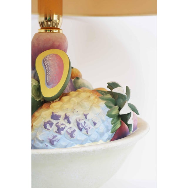 Metal Large Hollywood Regency Table Lamp, Parrot and Fruit Design, Italy 1990s For Sale - Image 7 of 11