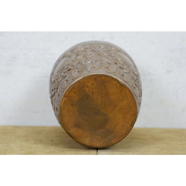 Brass Embossed Brass Foliate Wreath Cow Bull Plaque Bud Vase Mantel Urn 7" For Sale - Image 8 of 9