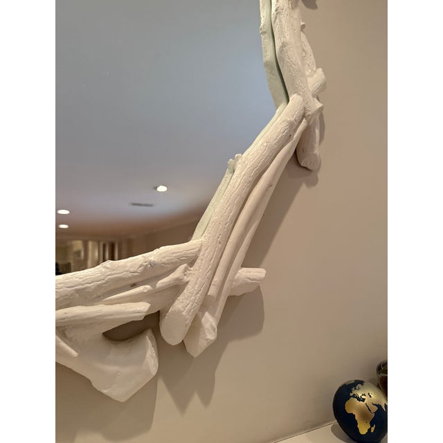 Vintage White Plaster Faux Bois Twig Frame Mirror For Sale In Philadelphia - Image 6 of 7