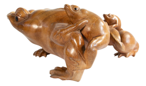Large Wooden Frogs Figurine, 1920s