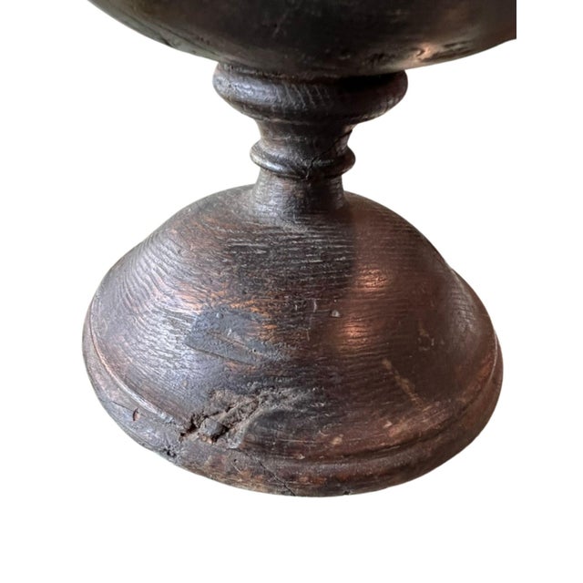 1950s Oak Urn Vessel Stained Dark Brown For Sale - Image 4 of 7