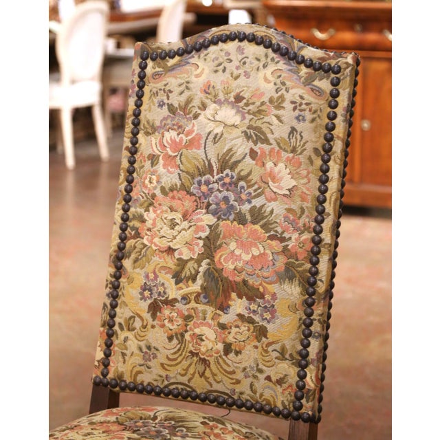 Set of 10 Early 20th Century French Louis XIV Upholstered Oak Dining Chairs For Sale - Image 4 of 12