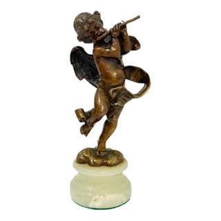 Small 19th Century French Bronze Statuette of a Putti For Sale