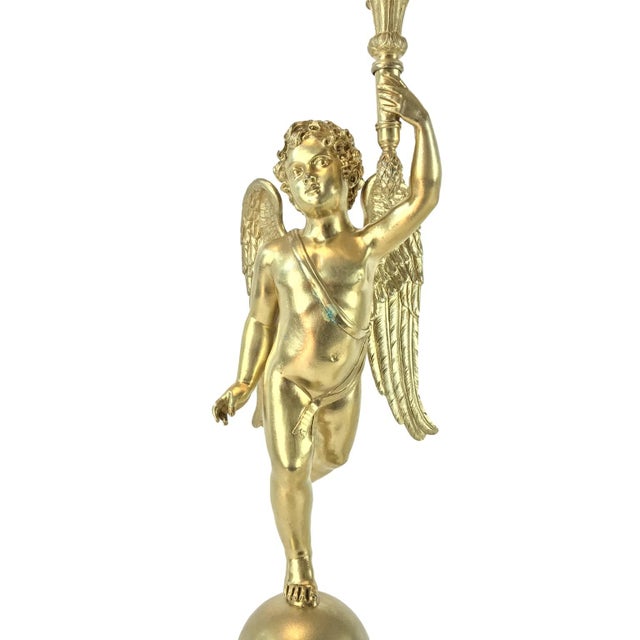 Empire Candelabra in Gilded Bronze, Set of 2 For Sale - Image 10 of 12
