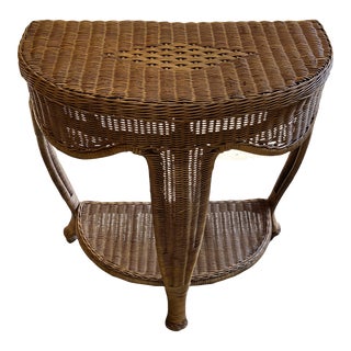1970s High Rack Wicker Console For Sale