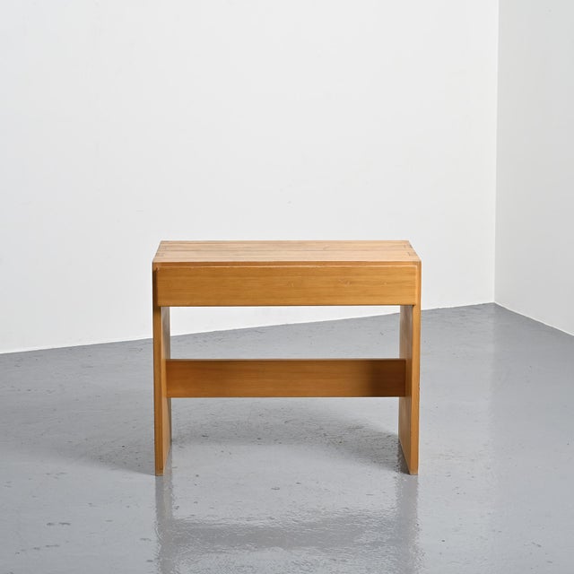 Solid elm desk with a large storage drawer from the Savoie collection, 1970s. Good general condition, with some traces of...