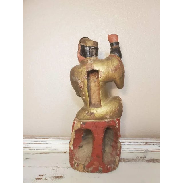 19th Century Antique Chinese Hand Carved Temple Figure For Sale - Image 5 of 11