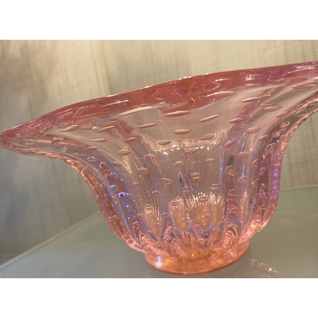 Murano Glass pink Vase With Gold and Bubble Air round shape height 15 cm = 5.8" diameter max 32 cm = 12.6" ship from italy