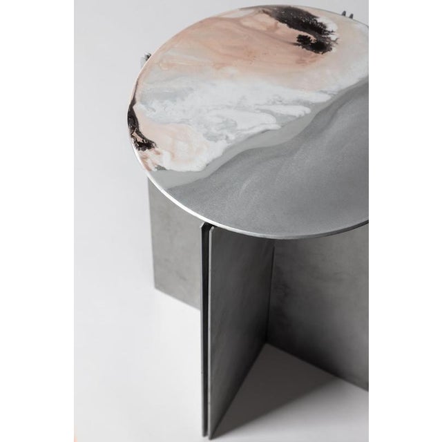 H1 Hand Decorated Metal & Aluminium Side Table by Studio Nyx For Sale - Image 12 of 18