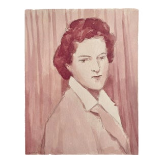 "To Aunty From Lucy" Contemporary Portrait Sepia Ink Drawing by Michelle Farro For Sale