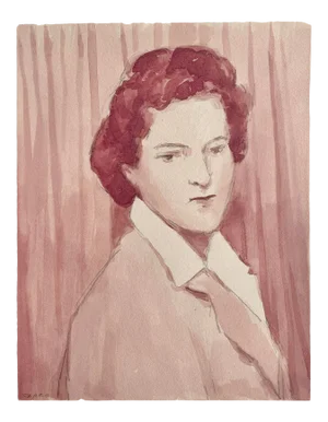 "To Aunty From Lucy" Contemporary Portrait Sepia Ink Drawing by Michelle Farro