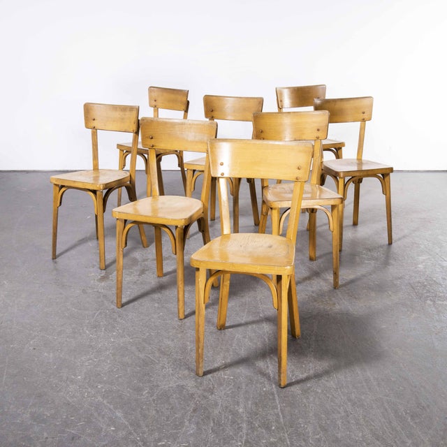 French Honey Beech Bentwood Dining Chairs from Baumann, 1950s, Set of 4 For Sale - Image 13 of 17