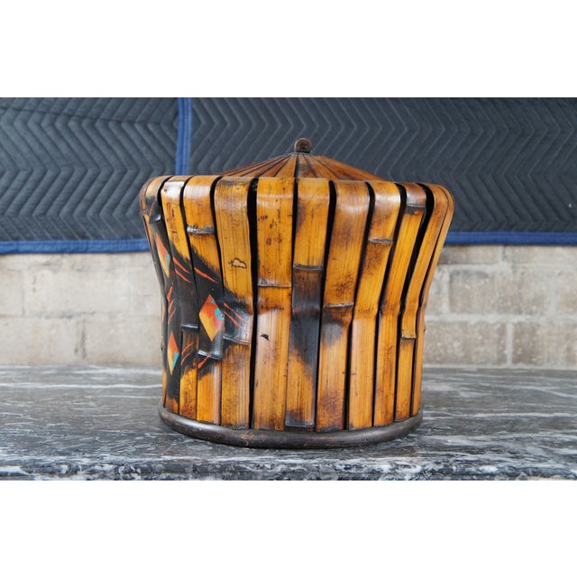 Large Vintage Bamboo Lidded Storage Box, Chinoiserie Modern For Sale - Image 6 of 11