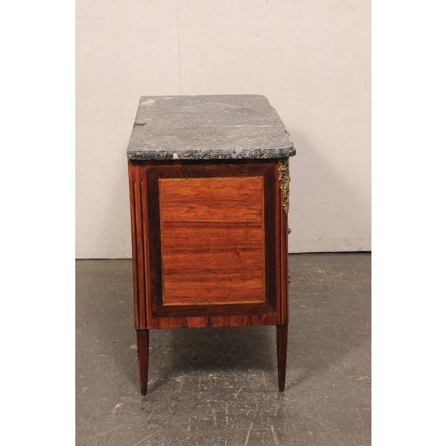 Wood 19th Century French Marble Top Commode W/Rococo Hardware For Sale - Image 7 of 14