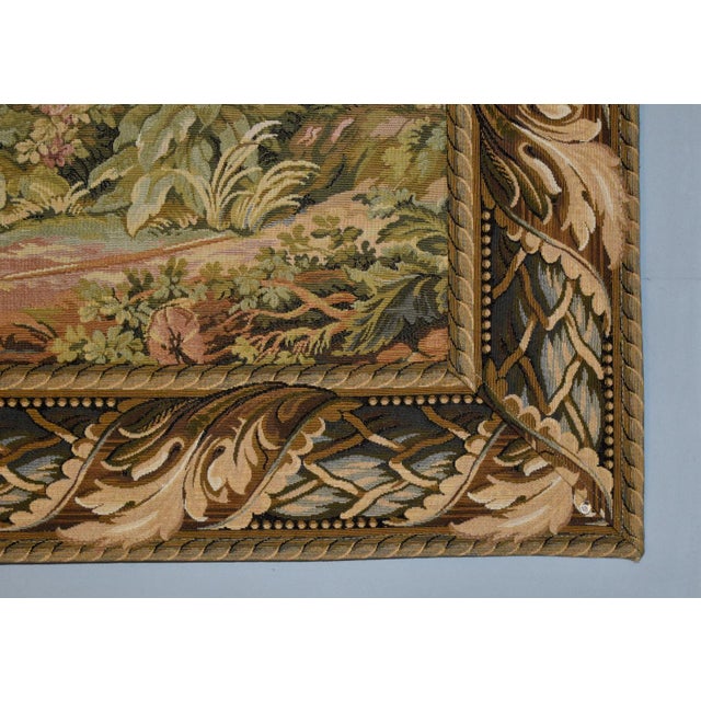 Vintage French Style Tapestry Wall Hanging Pastoral Landscape River Italy For Sale - Image 14 of 18