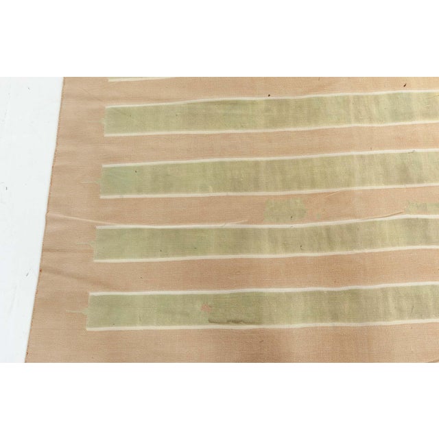 Doris Leslie Blau Vintage Indian Dhurrie Olive Green and Warm Beige Rug For Sale - Image 4 of 8