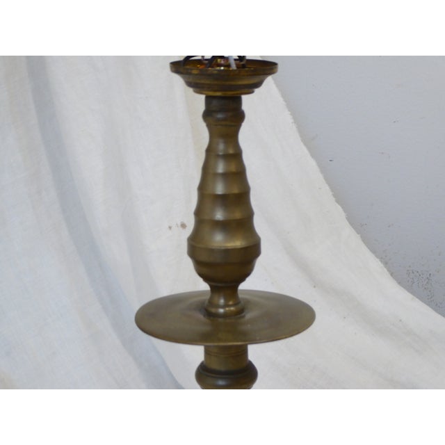 Vintage Brass Candlestick Lamp For Sale - Image 4 of 5