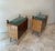 Vintage Beech and Walnut Bedside Tables with Green Glass Top and Clear Glass Shelf, Italy, 1950s, Set of 2, in Very Good...