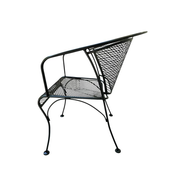 Black Wrought Iron Russell Woodard Restored Indoor/Outdoor Table With 4 Barrel Chairs For Sale - Image 8 of 11