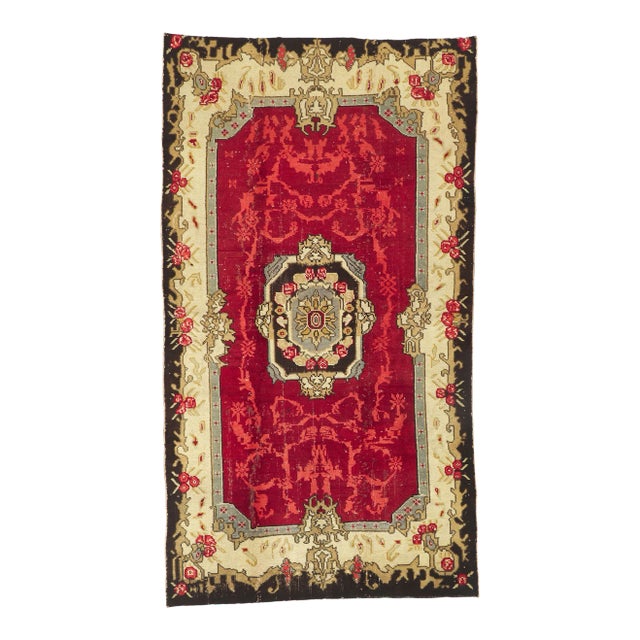 Vintage Turkish Oushak Rug - 05'01 X 09'03 For Sale