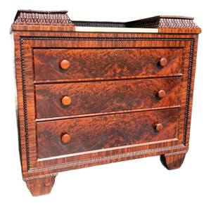 Antique 19th Century Flame Mahogany Marble-Topped Chest