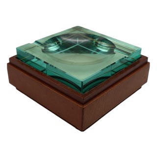 Nile-Green Crystal Ashtray with Hidden Compartment from Fontana Arte, 1960s-1970s) For Sale