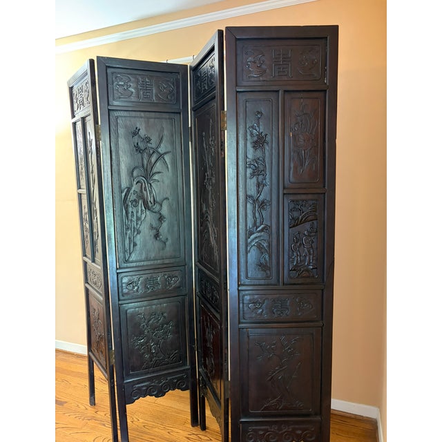 Late 19th Century Antique Rosewood Screen/Room Divider, Carved For Sale - Image 5 of 7