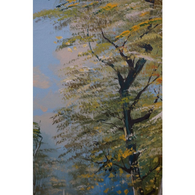 Horst Hoppman German Mid Century Water Mill Landscape Oil Painting 45" For Sale - Image 12 of 12