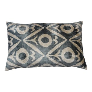 Contemporary Silk Velvet Ikat Pillow For Sale