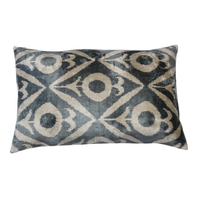 Contemporary Silk Velvet Ikat Pillow For Sale