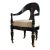 Danish Cabinetmaker Armchair, 1860s, Black Lacquer With Gold Decoration, Brass Castors, Empire/Biedermeier For Sale
