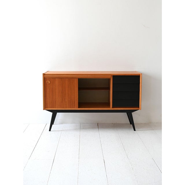 Scandinavian Teak Sideboard with Black Details, 1950s For Sale - Image 6 of 11