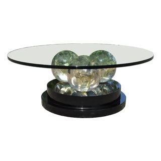 1970s Triple Spherical, Fractured Resin Coffee Table After Pierre Giraudon For Sale