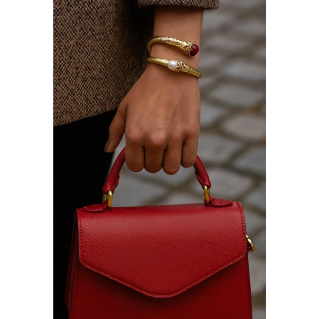 Bochic "Orient" Vintage Sapphire, Topaz & Pearl Bangle Set White 18K & Silver For Sale - Image 14 of 18