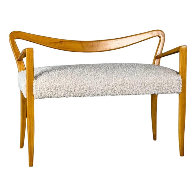 Bench in Blonde Maple and Bouclé Upholstery attributed to Guglielmo Ulrich, 1940 For Sale
