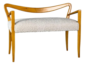 Bench in Blonde Maple and Bouclé Upholstery attributed to Guglielmo Ulrich, 1940