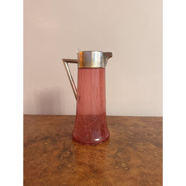 Large Antique Edwardian Cranberry Glass Water Jug, 1900s For Sale - Image 7 of 7