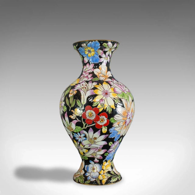 This is an antique decorative vase. A French, cloisonné baluster urn, dating to the Victorian period of the late 19th...